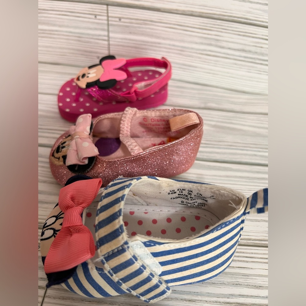 Disney Minnie Mouse Baby Girl Shoe Sandals Bundle Lot 0-6 Months Old - Picture 5 of 11
